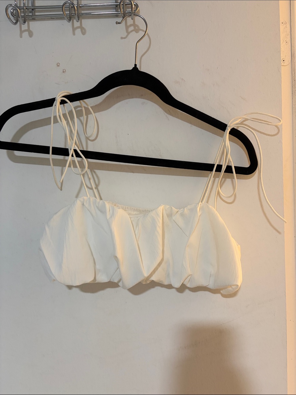 White Tie-Shoulder Crop Top - Brand: